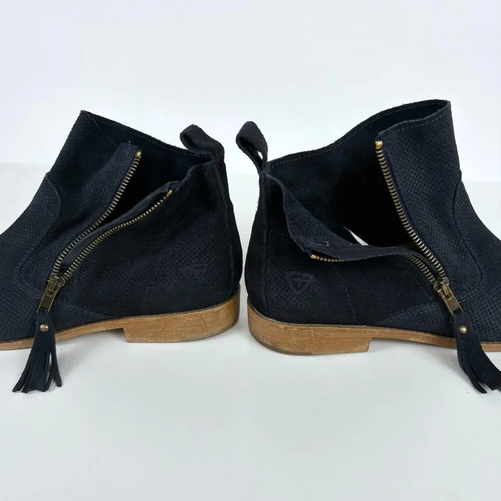 Tamaris Cigarra Suede Leather Ankle Boots in Blue Size 39